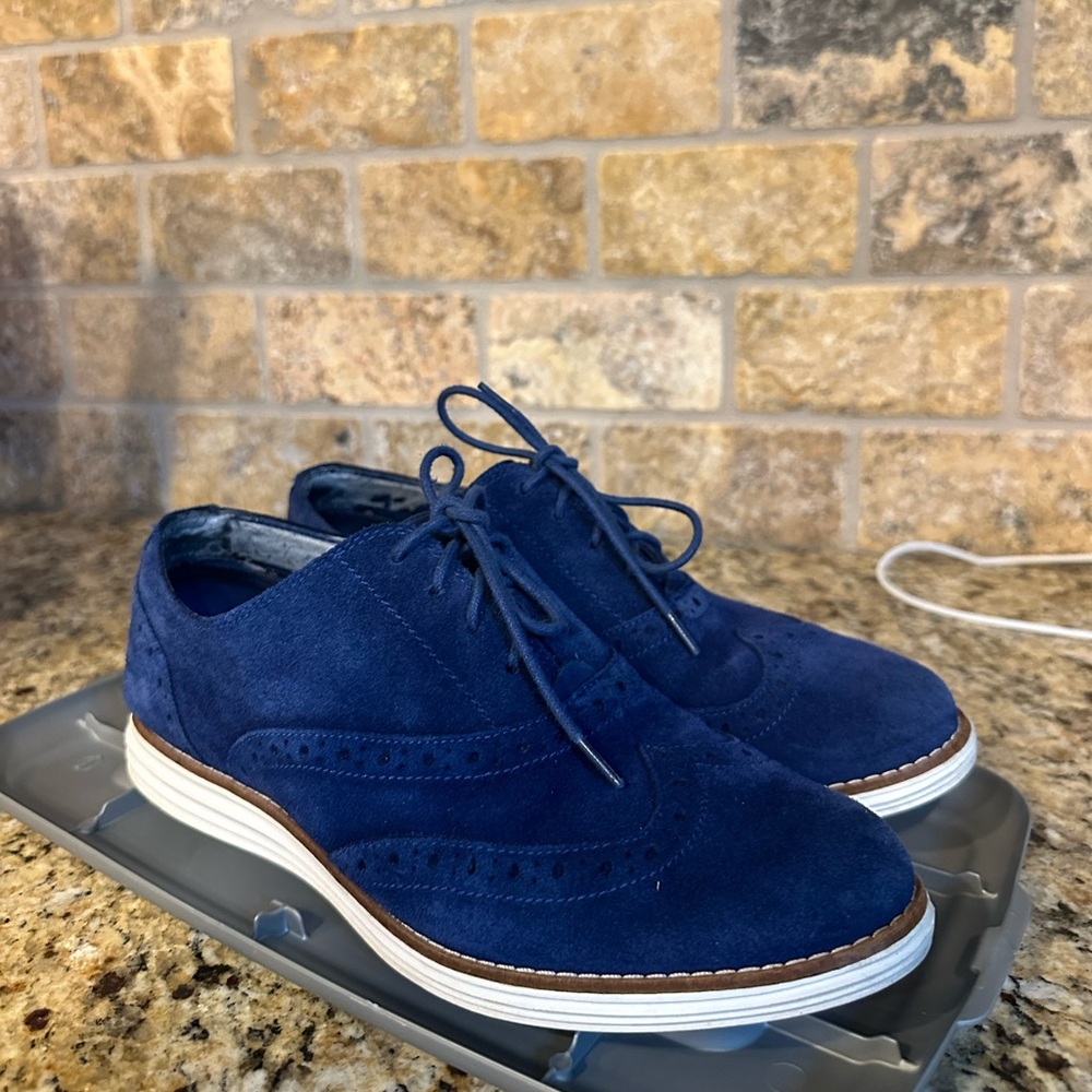 Cole Haan Blue Suede Sneakers Grand OS Wingtip